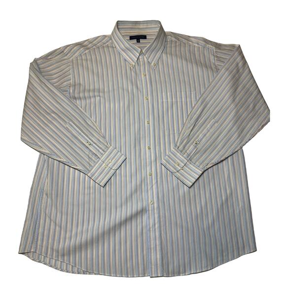 Tommy Hilfiger Mens Button Down Dress Shirt 18 34-35 XXL Long Sleeve Striped - Picture 2 of 6